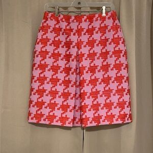 Stylish Pink and Red Jcrew brand Houndstooth Skirt